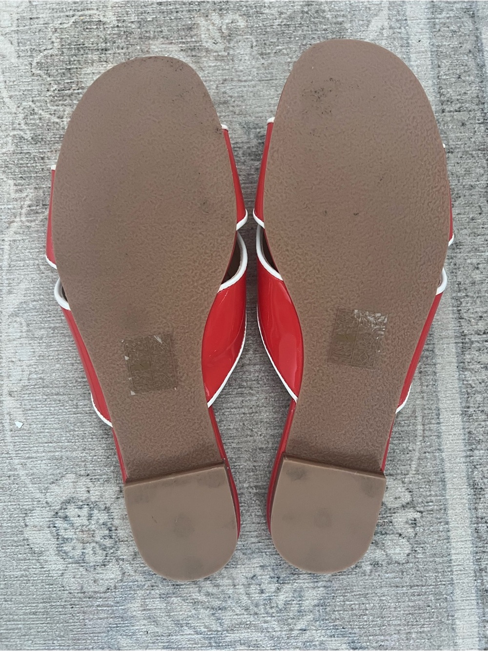 Jack Rogers Red Patent Bow Slide Sandals with White Trim - brand new!! - Picture 3 of 8